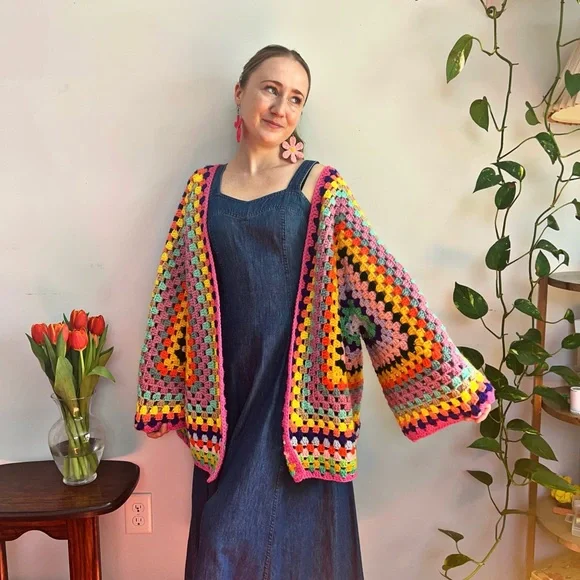 Groovy Flower Crochet Cardigan - Picture 2 of 6